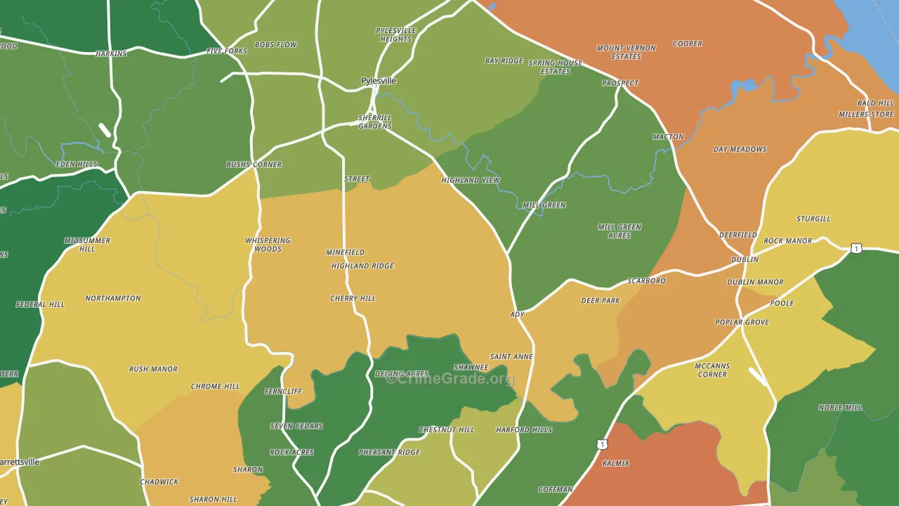 Street, MD Map of Burglary Rates