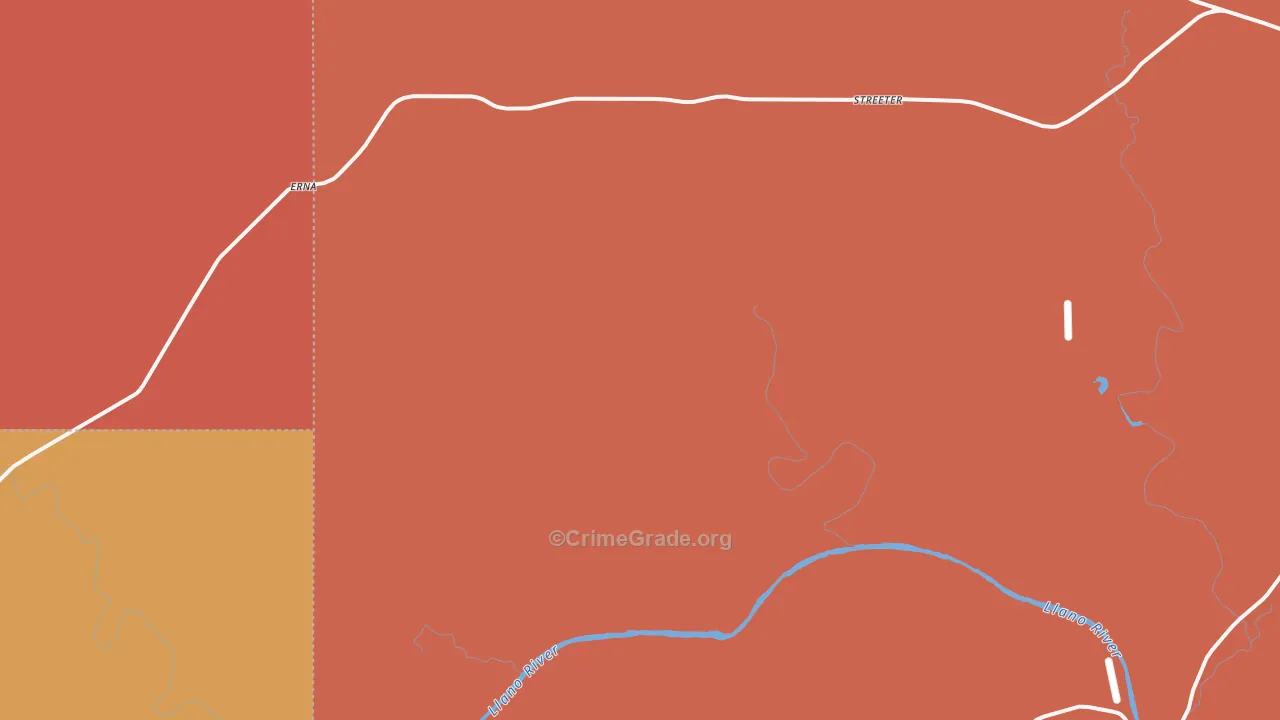 Streeter, TX Map of Burglary Rates