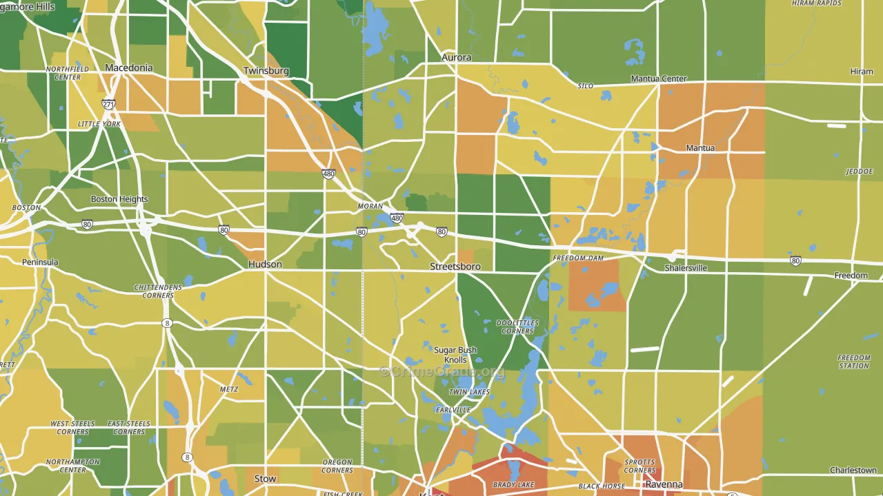 Streetsboro, OH Map of Burglary Rates