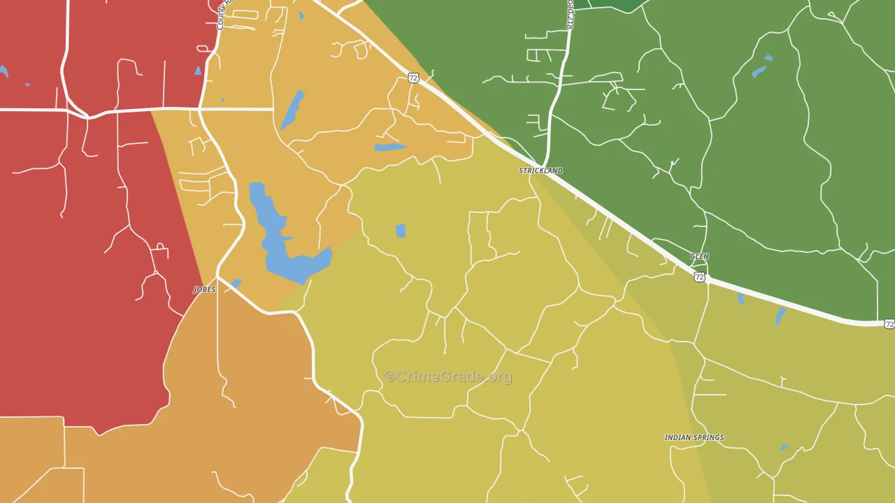 Strickland, MS Map of Burglary Rates