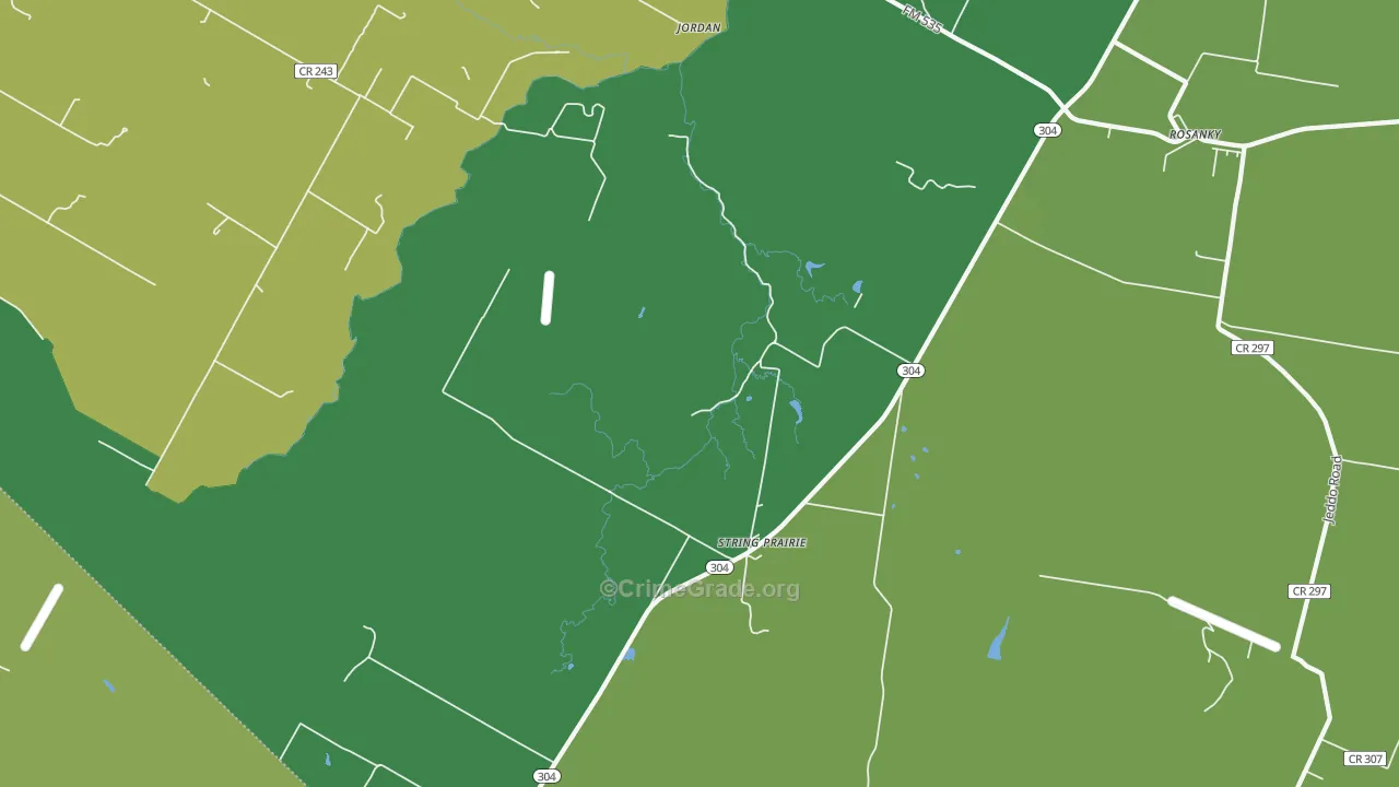 String Prairie, TX Map of Burglary Rates