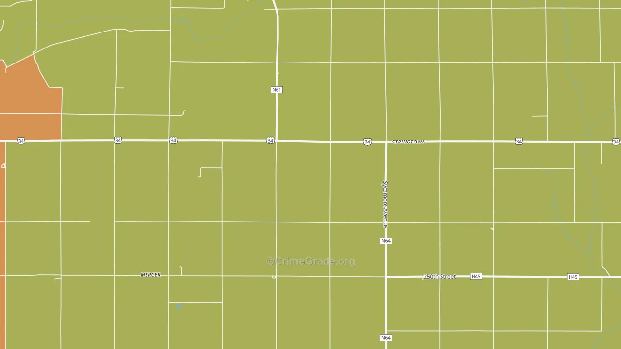 Stringtown, IA Map of Burglary Rates