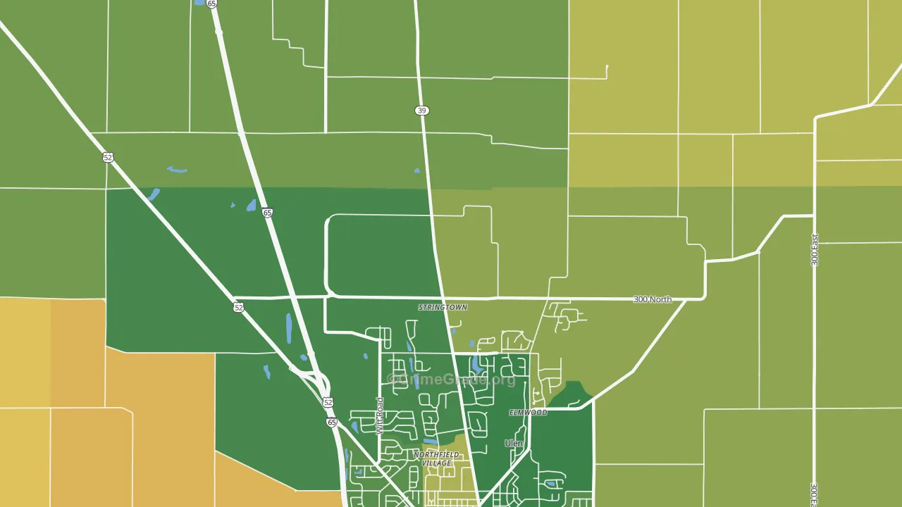 Stringtown, IN Map of Burglary Rates