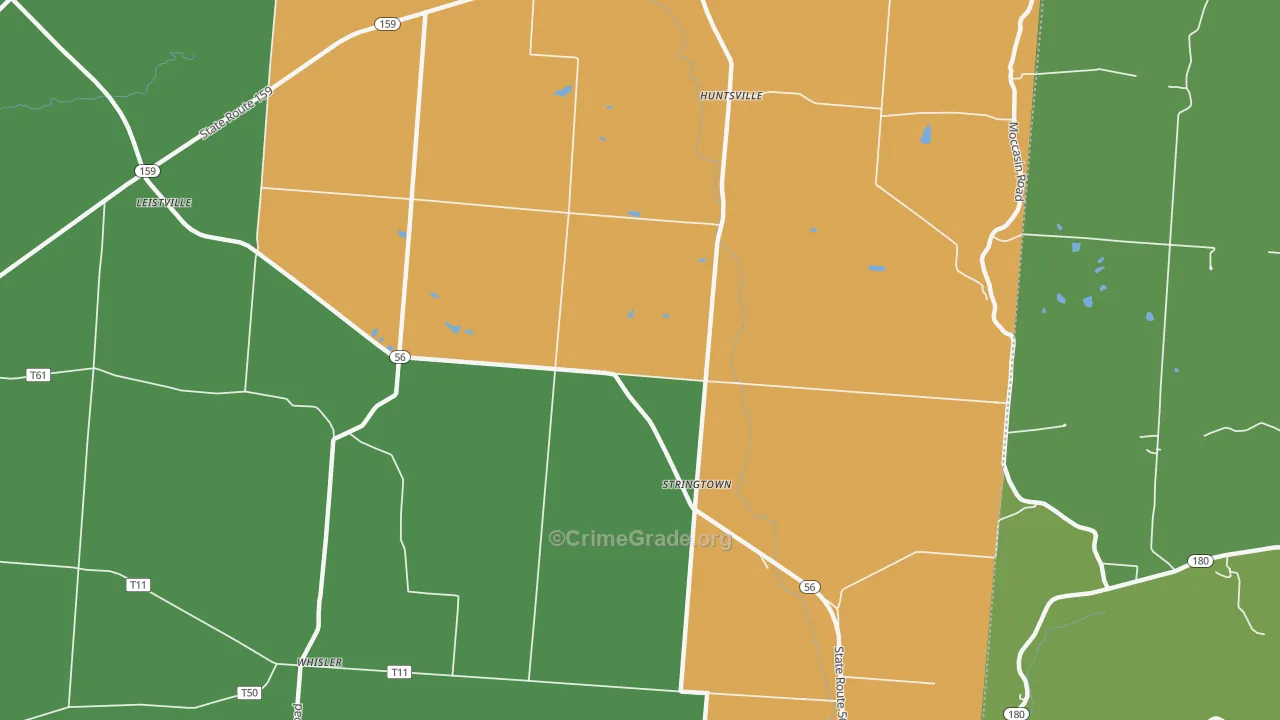 Stringtown, OH Map of Burglary Rates