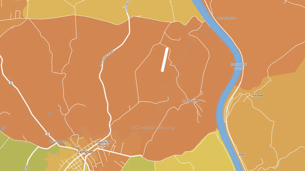 Stringtown, PA Map of Burglary Rates