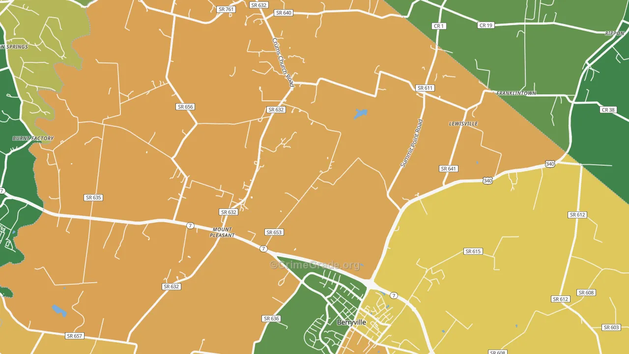 Stringtown, VA Map of Burglary Rates