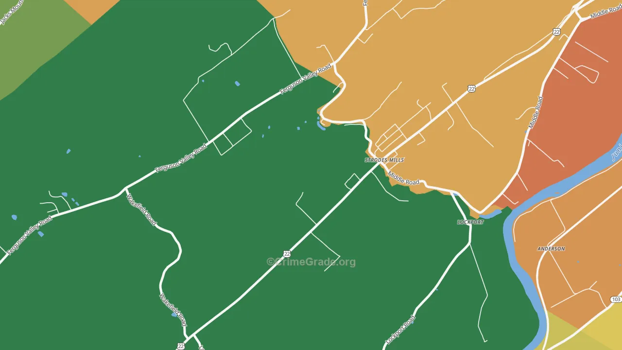 Strodes Mills, PA Map of Burglary Rates