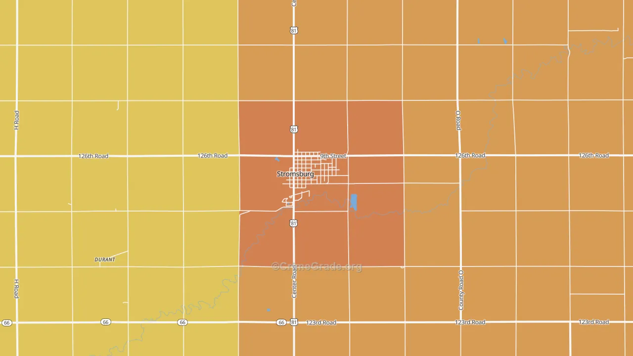 Stromsburg, NE Map of Burglary Rates