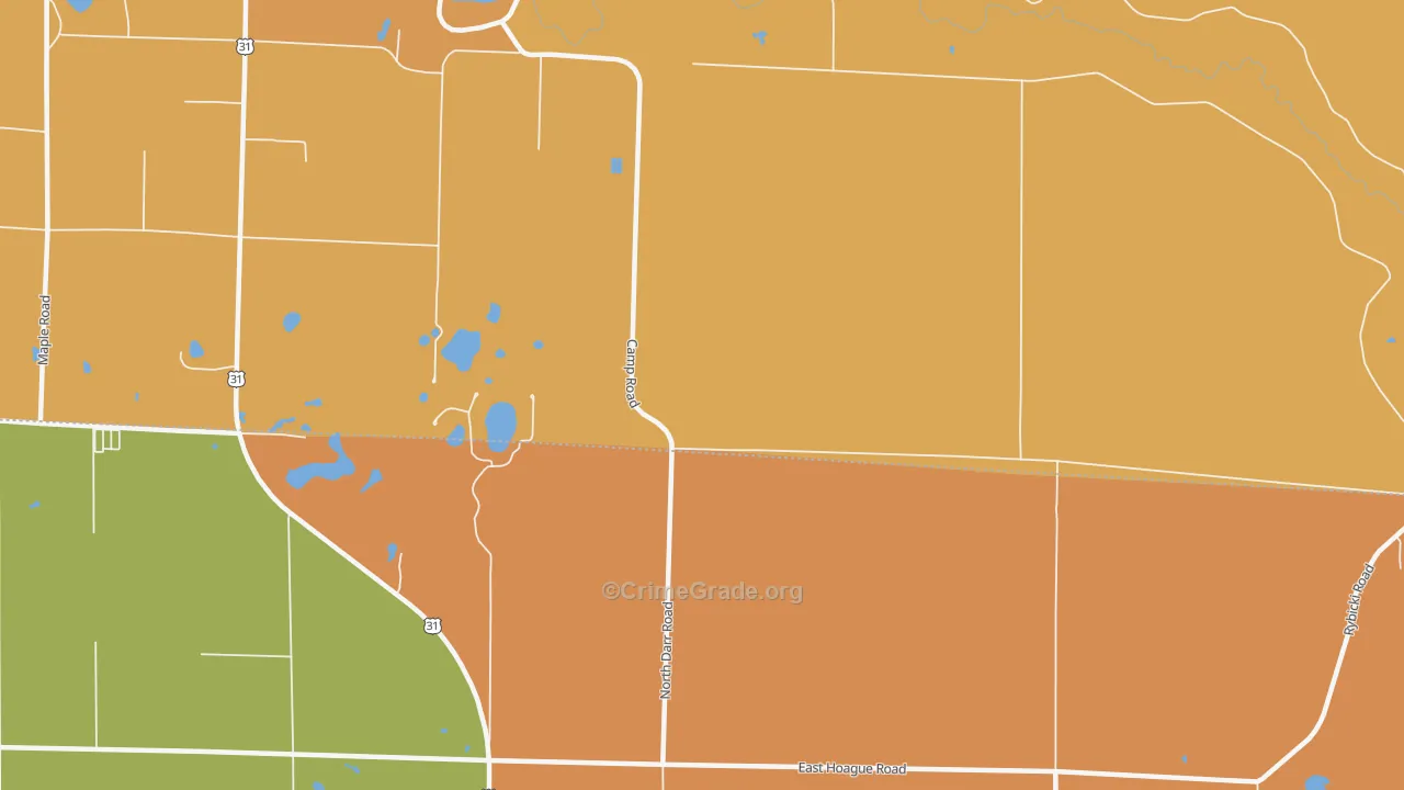 Stronach, MI Map of Burglary Rates
