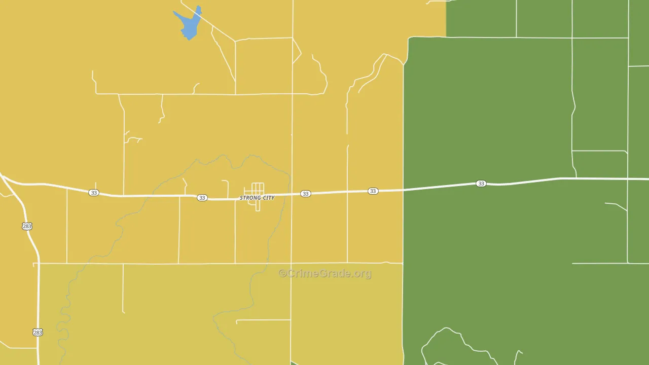 Strong City, OK Map of Burglary Rates