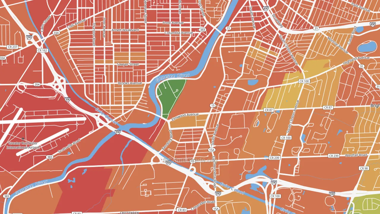 Strong, Rochester, NY Map of Burglary Rates