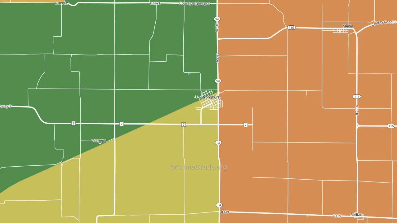 Stronghurst, IL Map of Burglary Rates