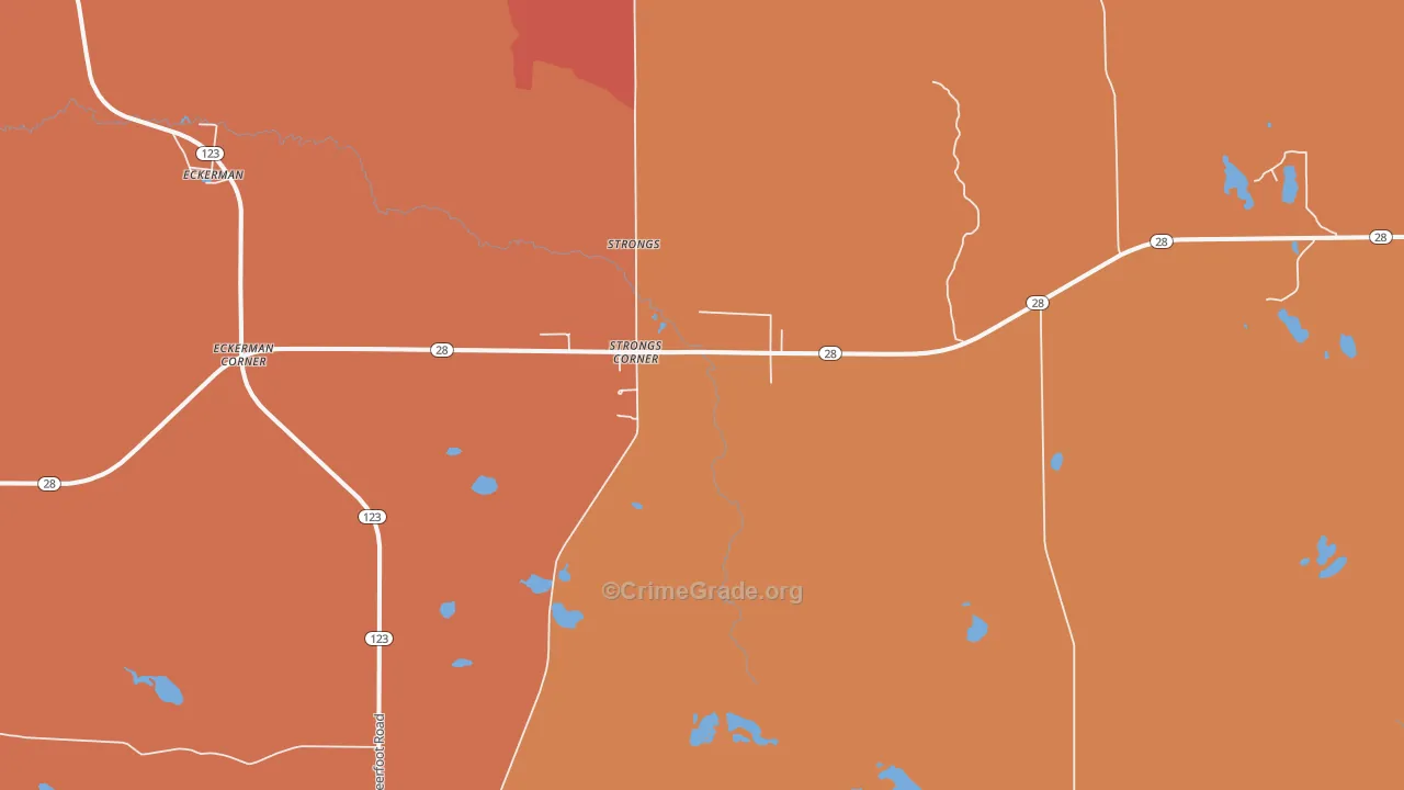 Strongs Corner, MI Map of Burglary Rates