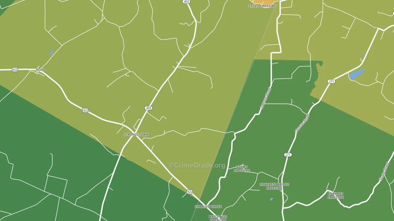 Strongstown, PA Map of Burglary Rates