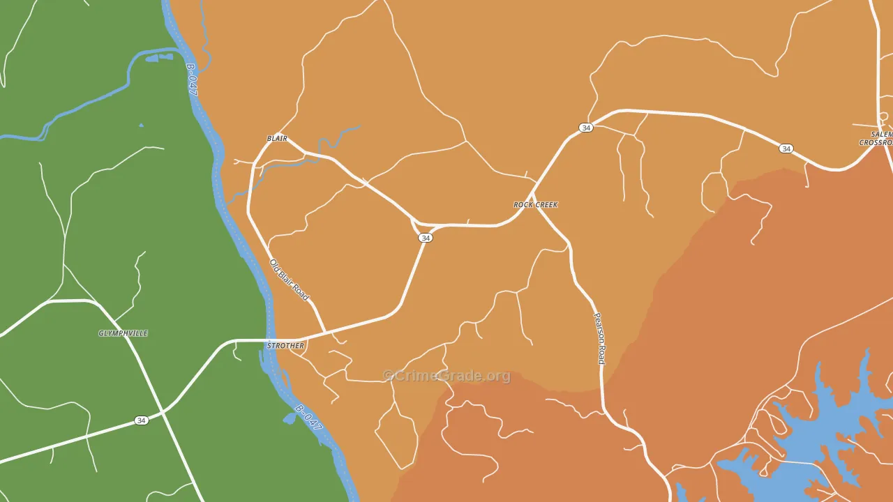 Strother, SC Map of Burglary Rates