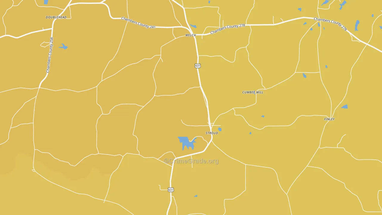 Stroud, AL Map of Burglary Rates