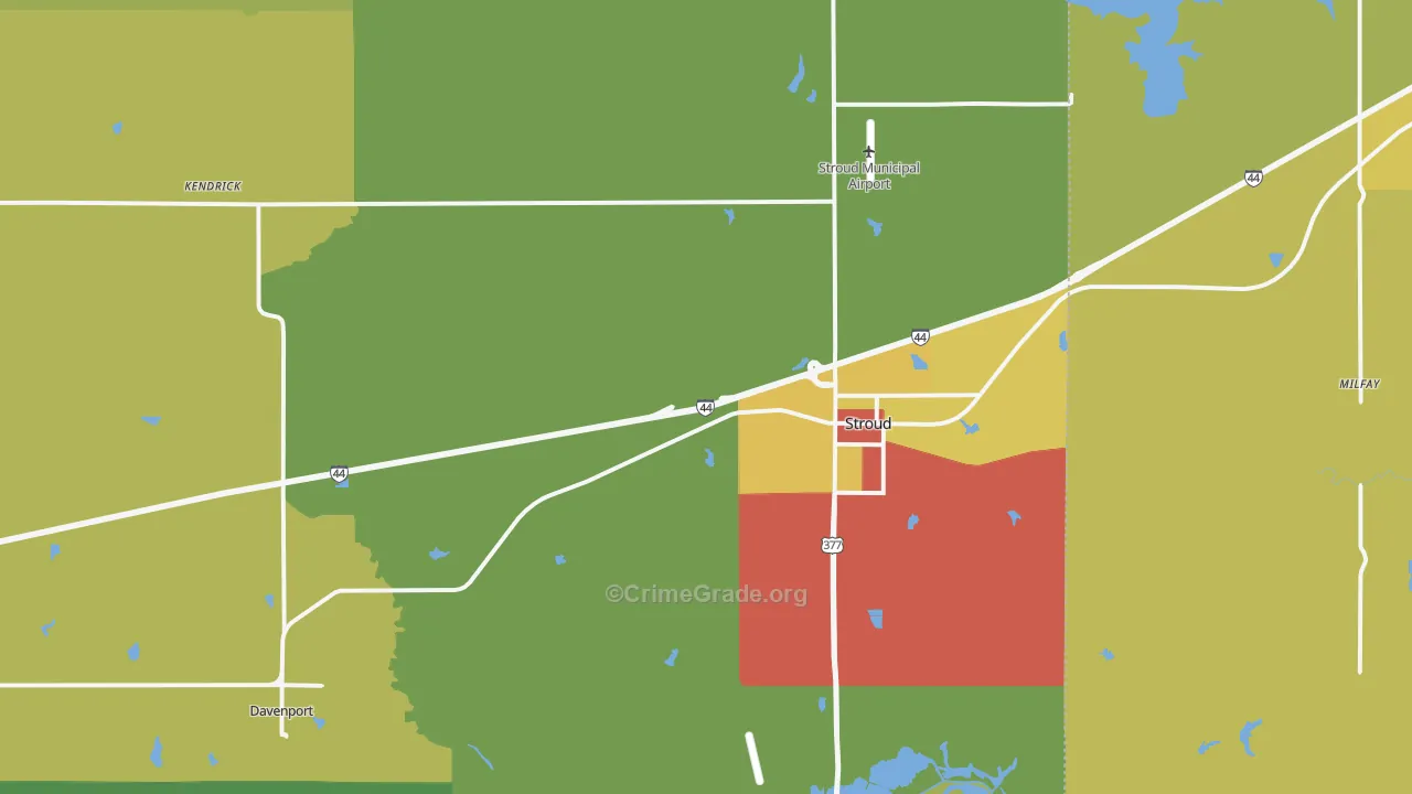 Stroud, OK Map of Burglary Rates