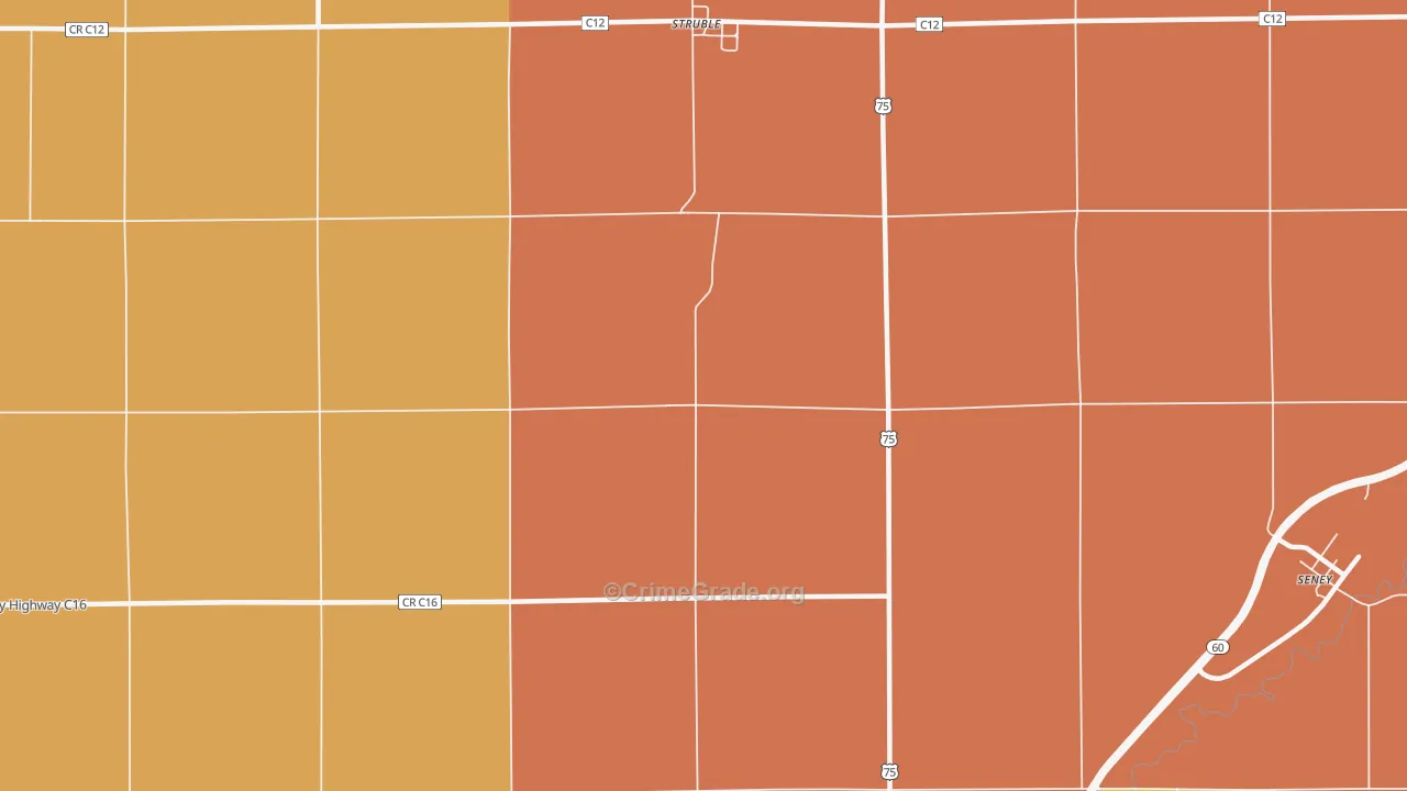Struble, IA Map of Burglary Rates