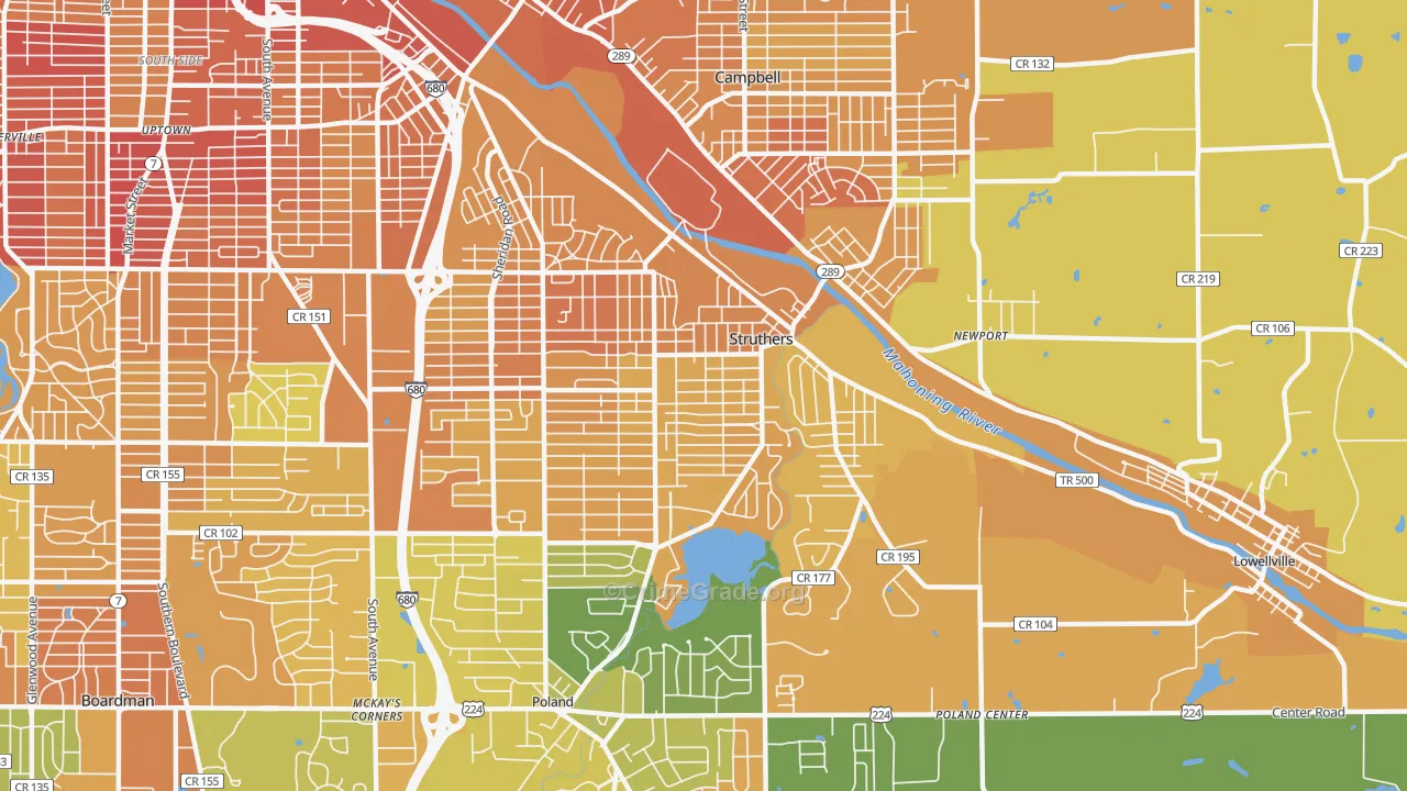 Struthers, OH Map of Burglary Rates