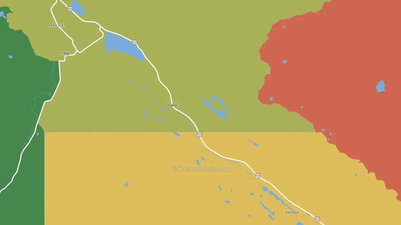 Stryker, MT Map of Burglary Rates