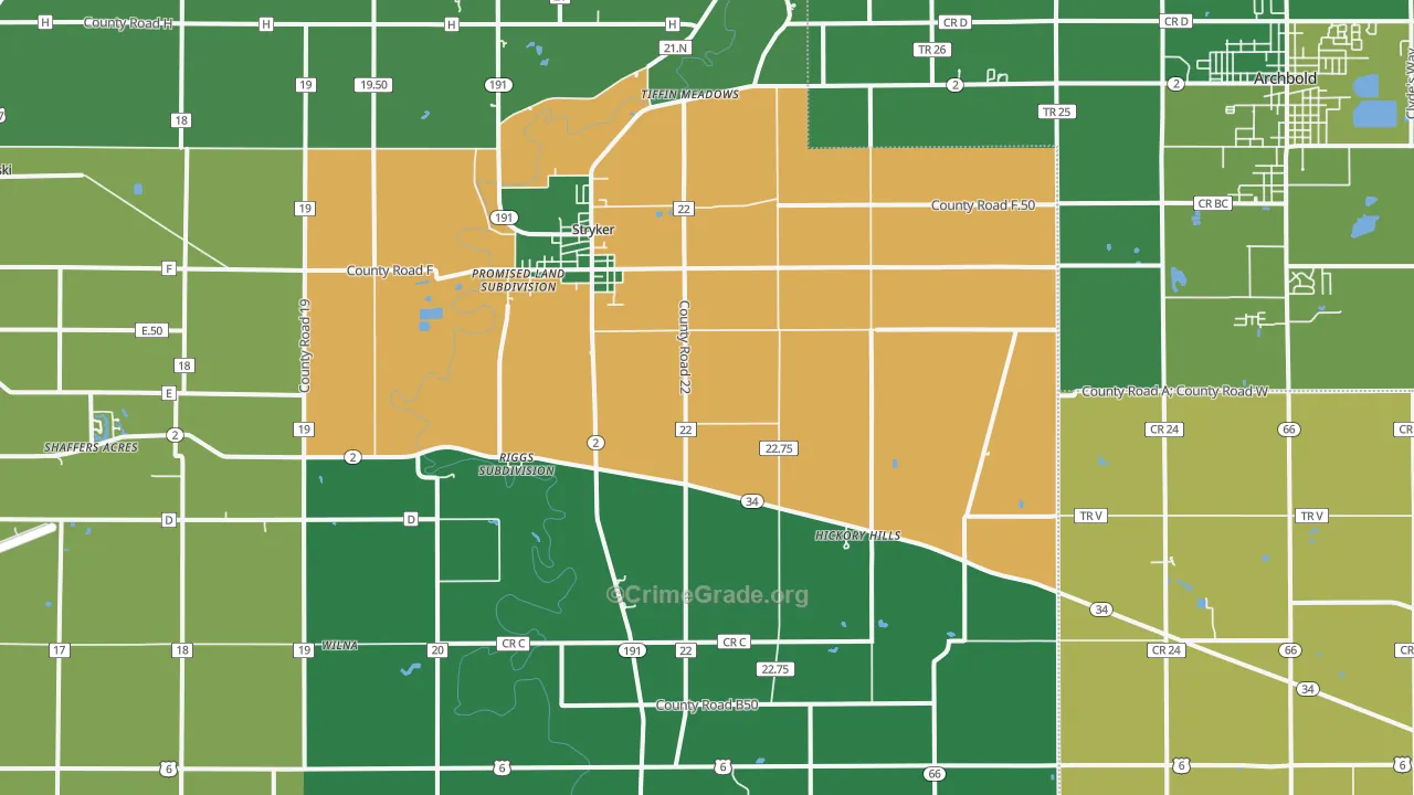 Stryker, OH Map of Burglary Rates