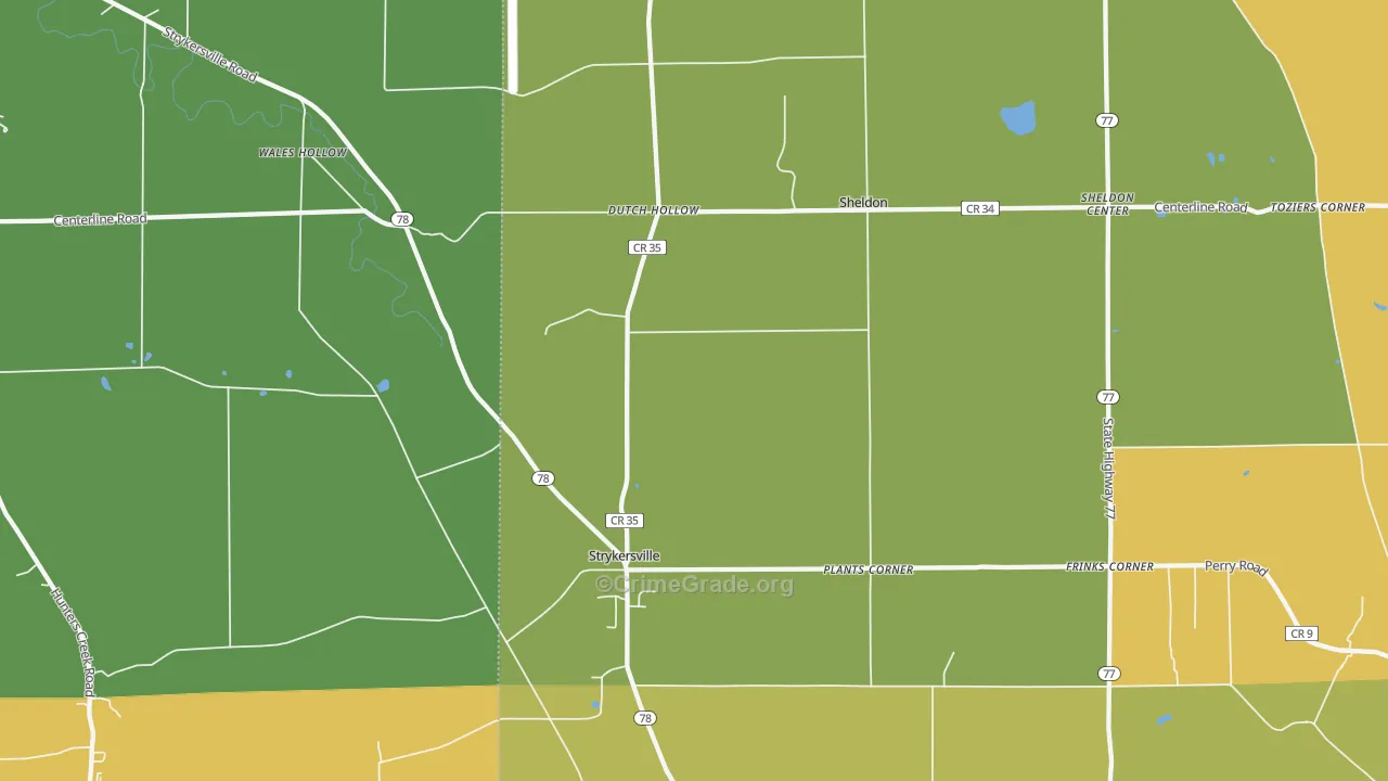 Strykersville, NY Map of Burglary Rates