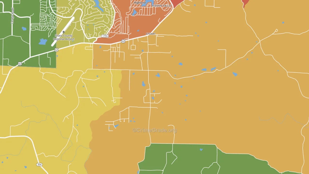 Stuart, AR Map of Burglary Rates