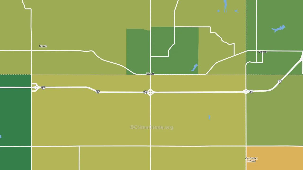 Stuart, IA Map of Burglary Rates