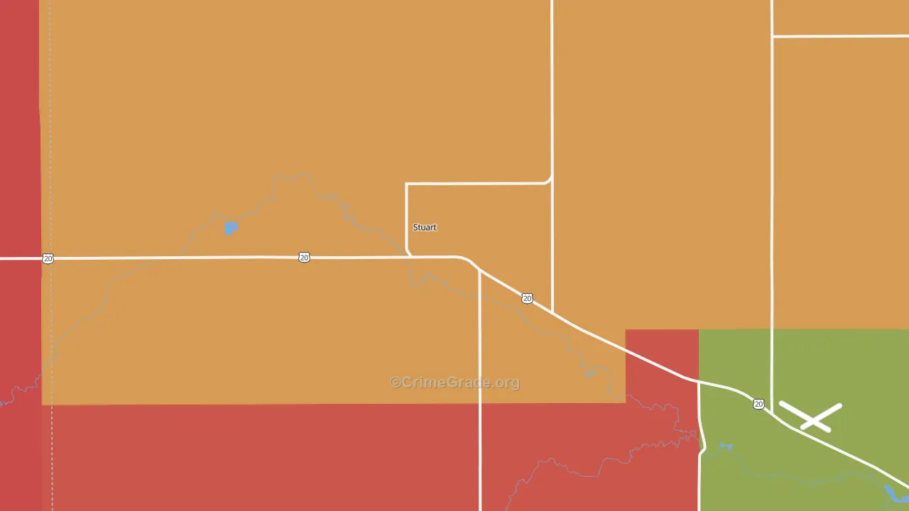 Stuart, NE Map of Burglary Rates