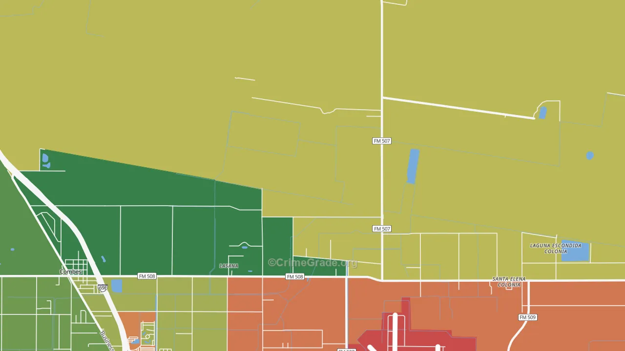 Stuart Place, TX Map of Burglary Rates