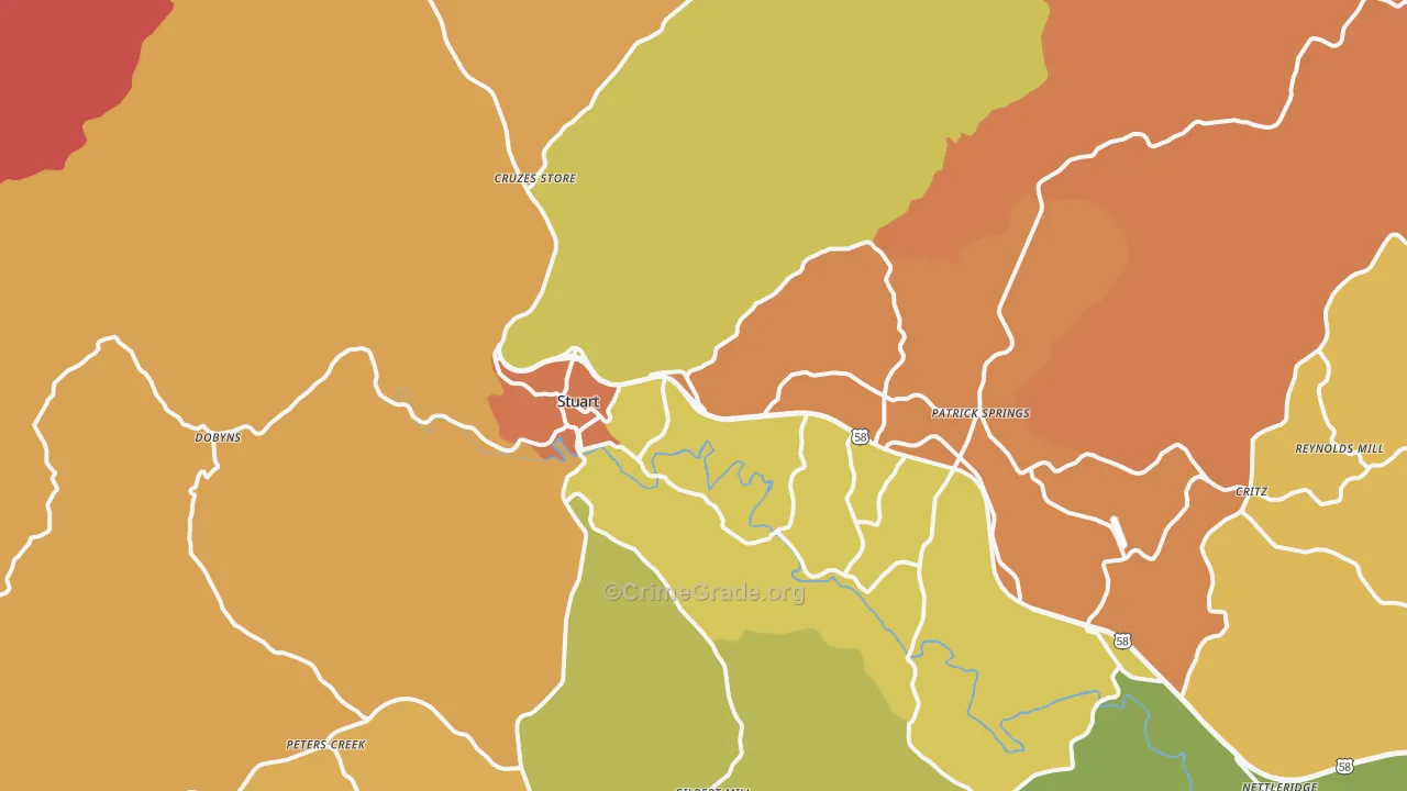 Stuart, VA Map of Burglary Rates