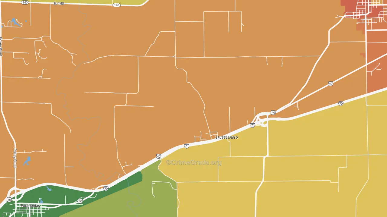 Stubblefield, IL Map of Burglary Rates