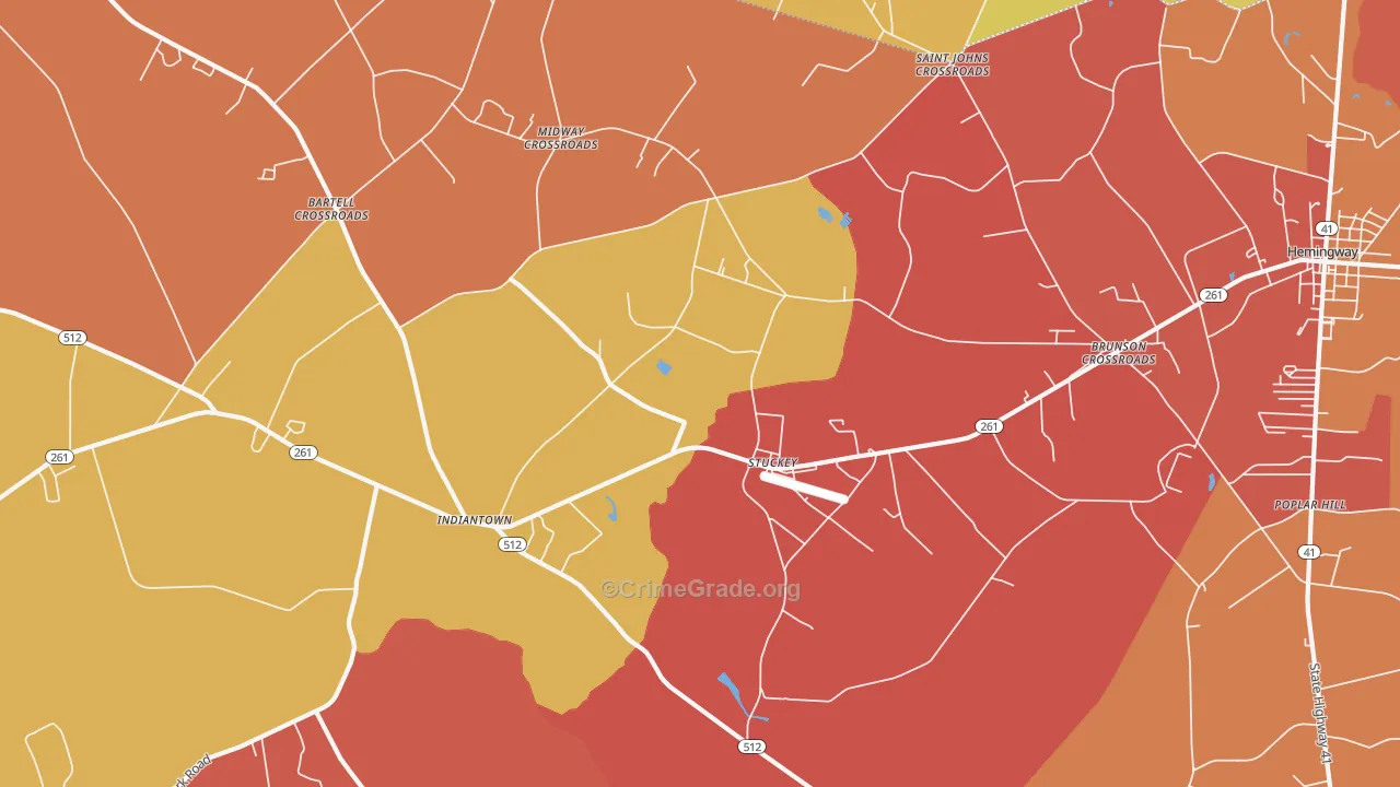 Stuckey, SC Map of Burglary Rates