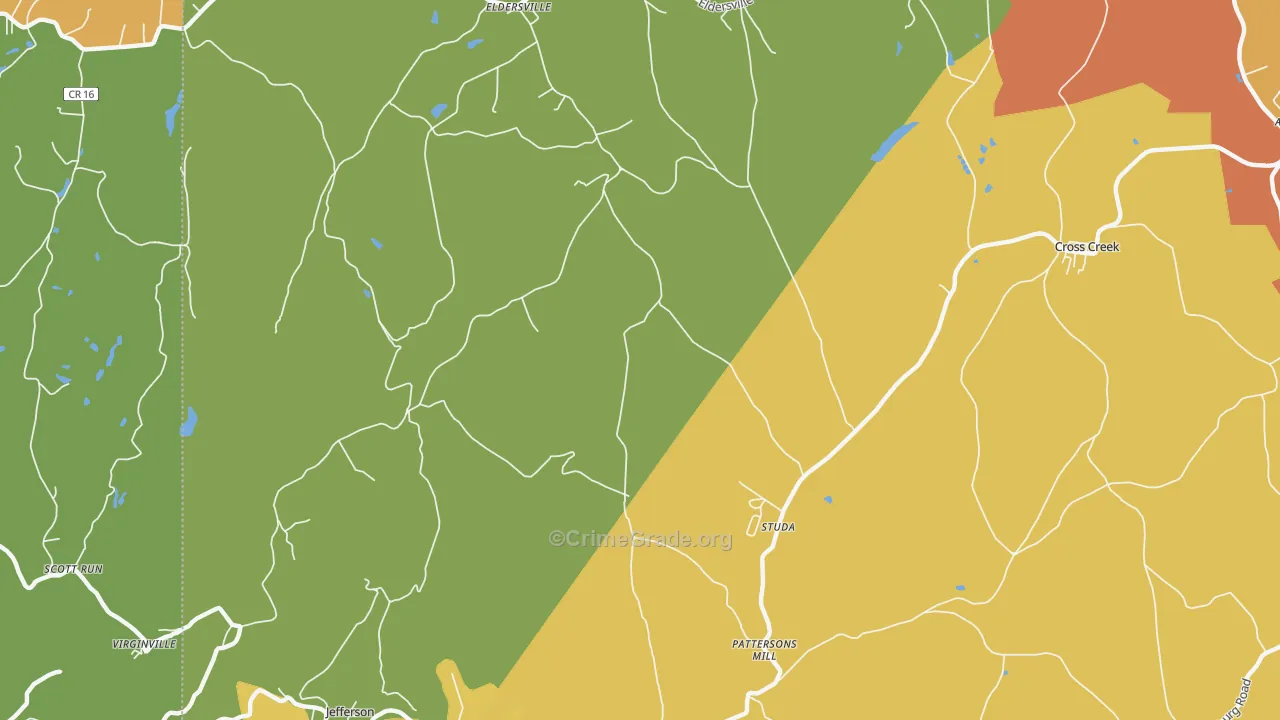 Studa, PA Map of Burglary Rates