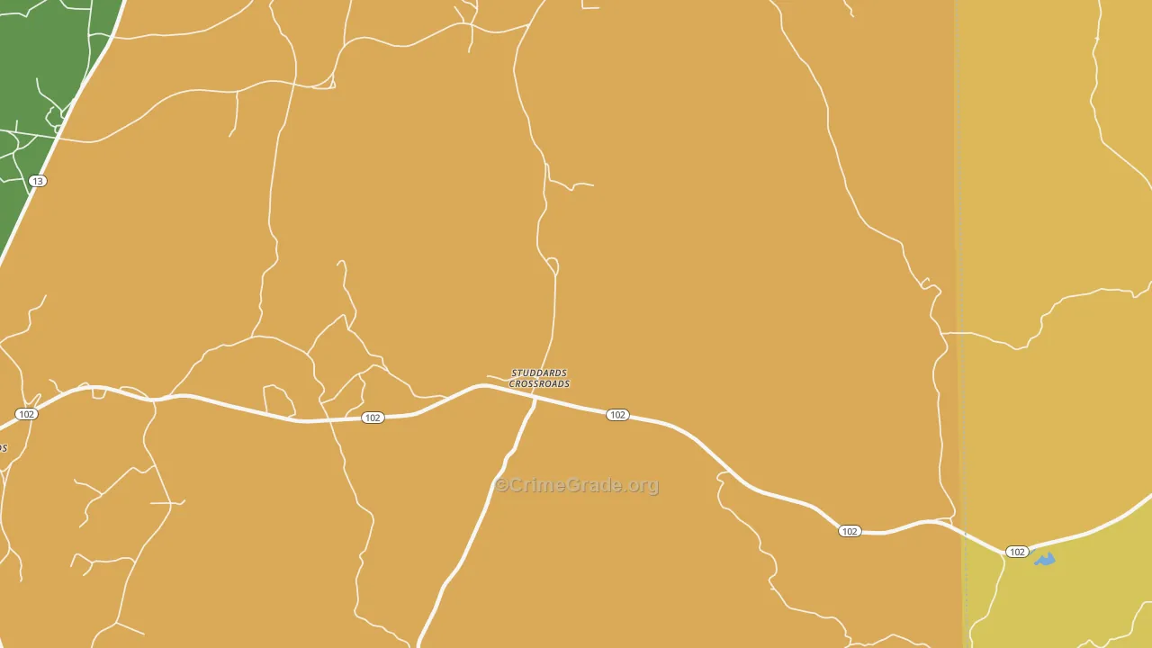Studdards Crossroads, AL Map of Burglary Rates