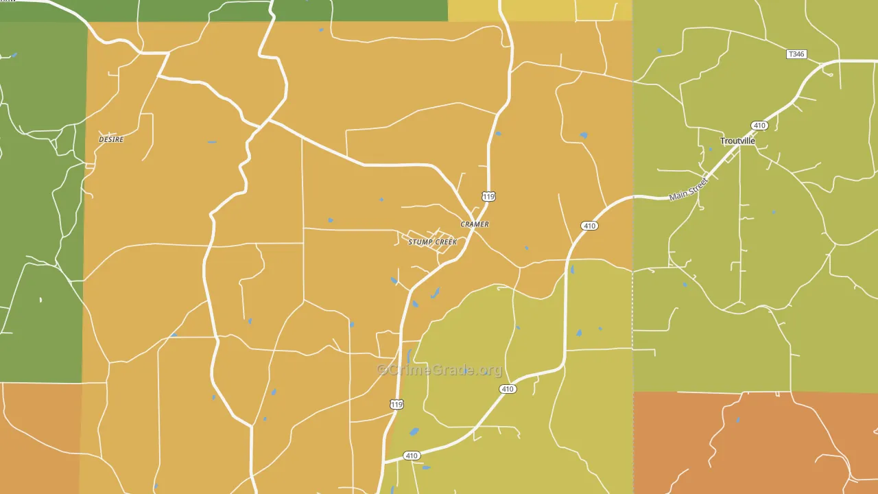 Stump Creek, PA Map of Burglary Rates