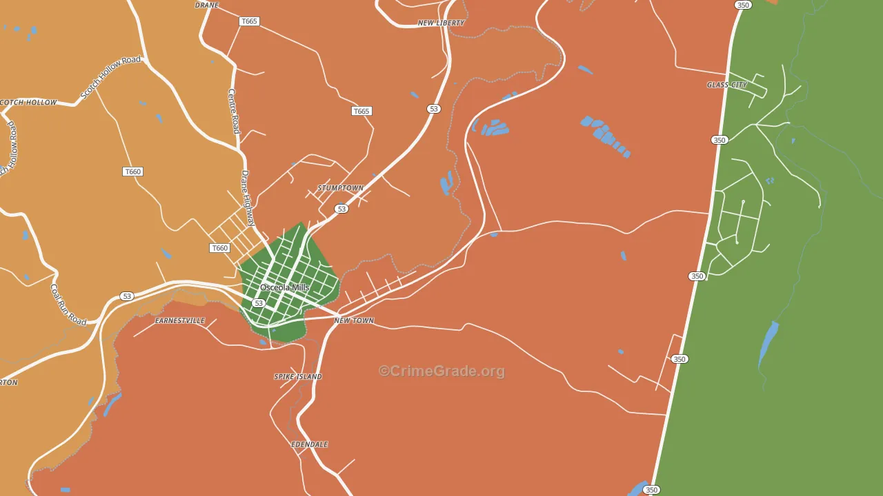 Stumptown, PA Map of Burglary Rates