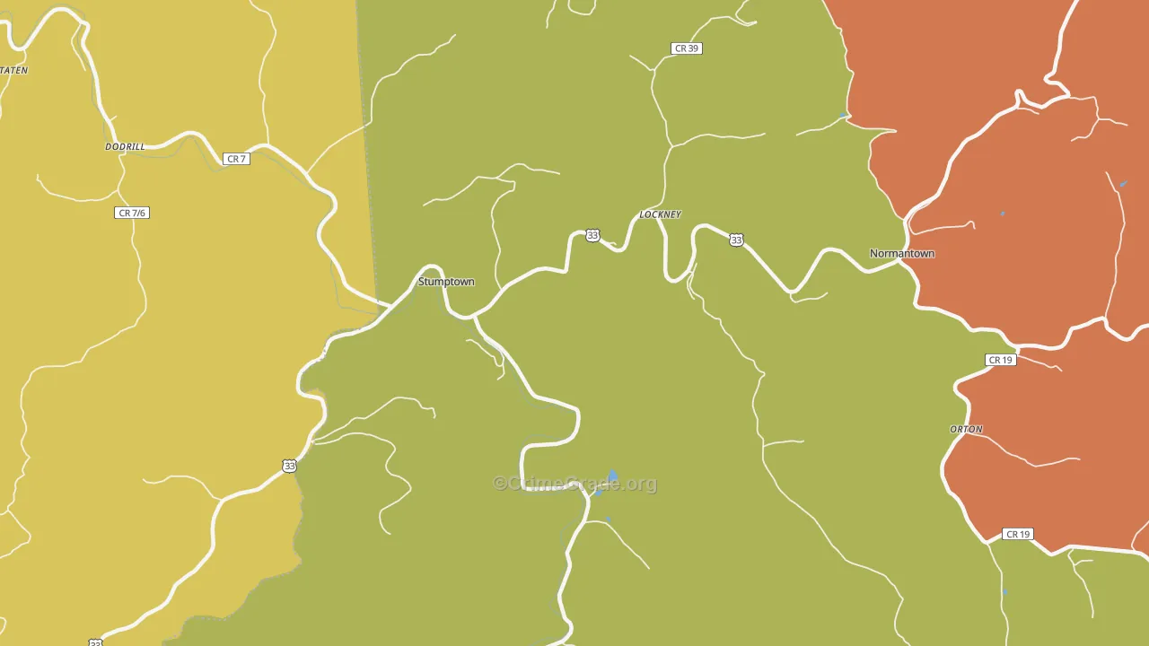 Stumptown, WV Map of Burglary Rates