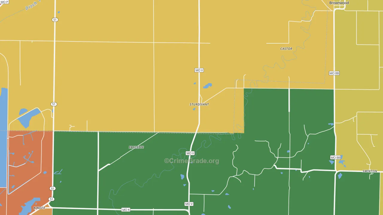Sturdivant, MO Map of Burglary Rates