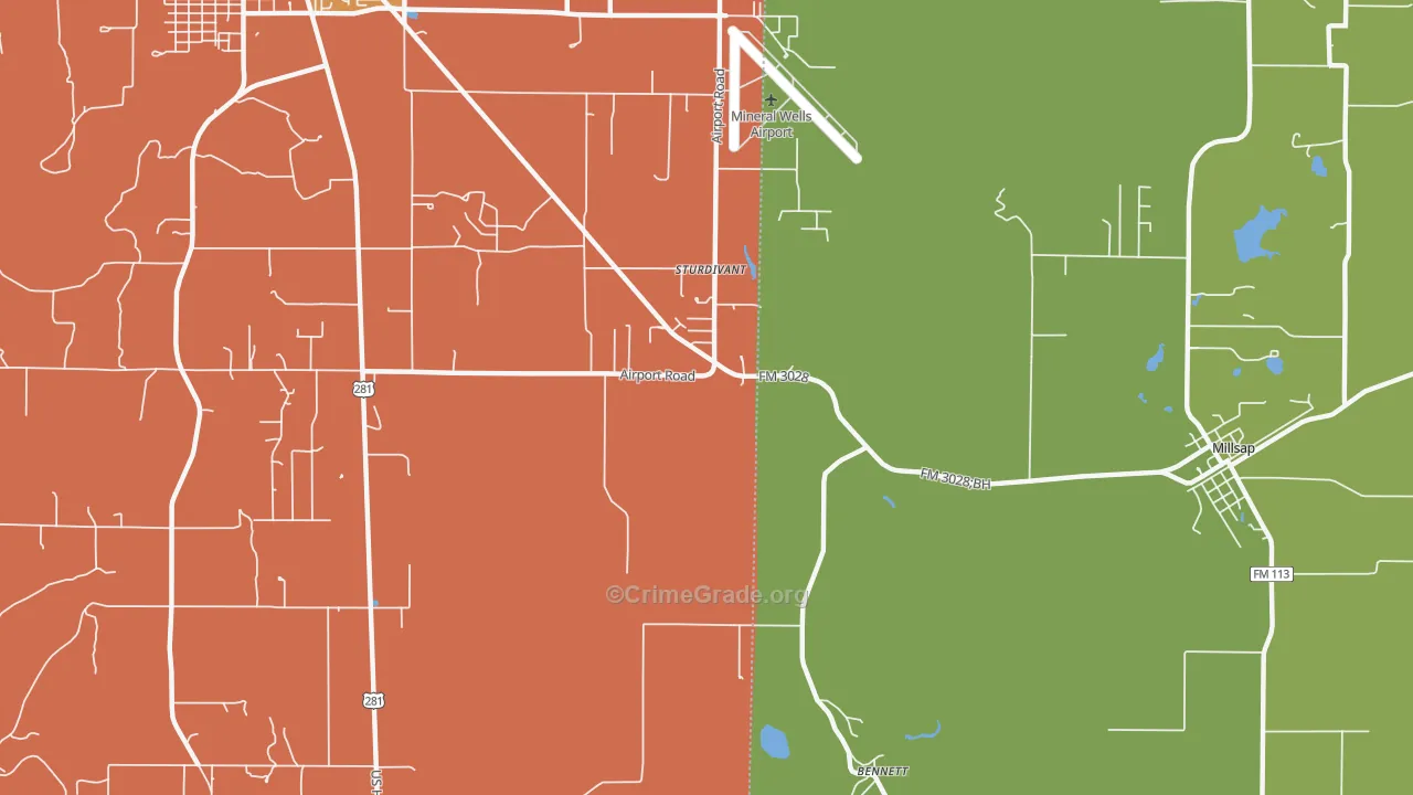 Sturdivant, TX Map of Burglary Rates