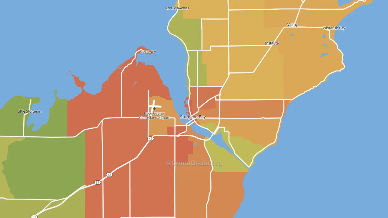 Sturgeon Bay, WI Map of Burglary Rates