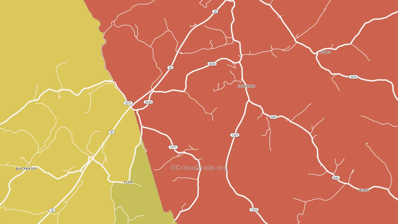 Sturgeon, KY Map of Burglary Rates
