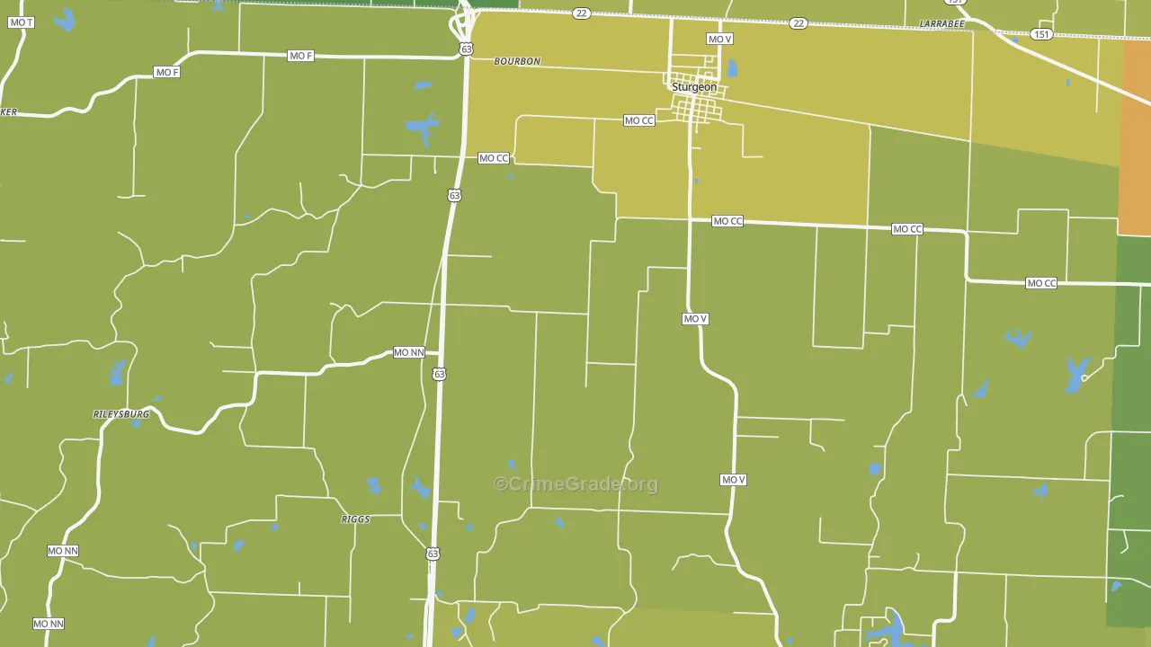 Sturgeon, MO Map of Burglary Rates