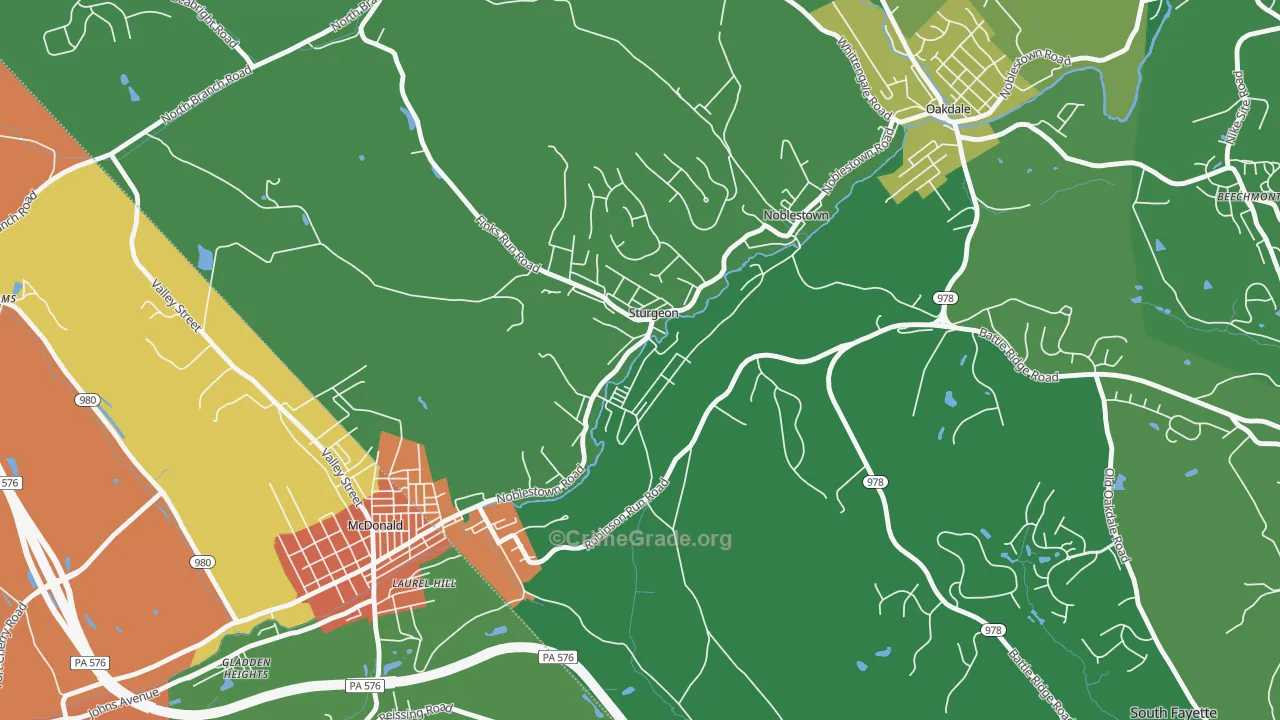 Sturgeon, PA Map of Burglary Rates