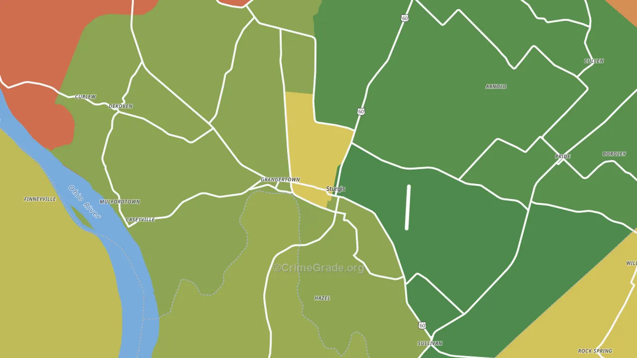 Sturgis, KY Map of Burglary Rates