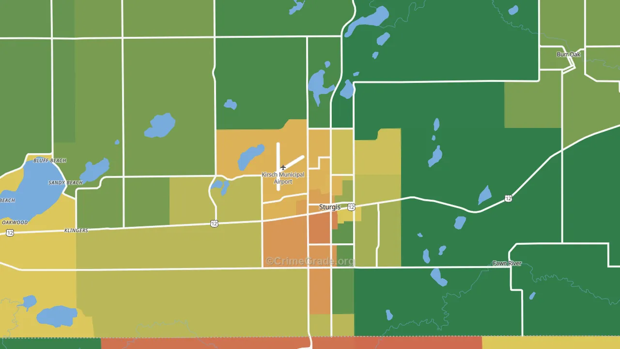 Sturgis, MI Map of Burglary Rates
