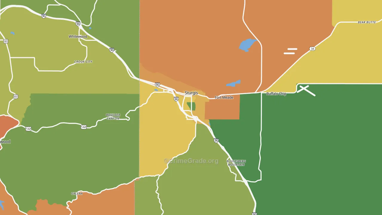 Sturgis, SD Map of Burglary Rates