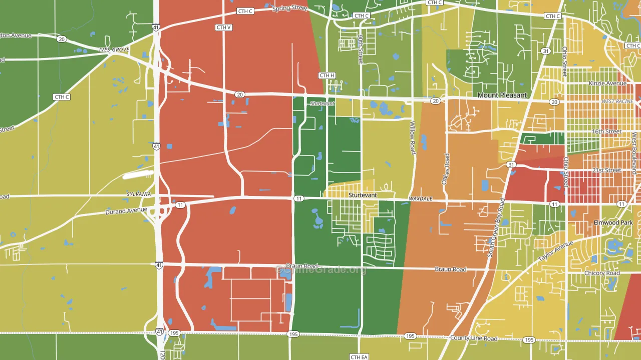 Sturtevant, WI Map of Burglary Rates