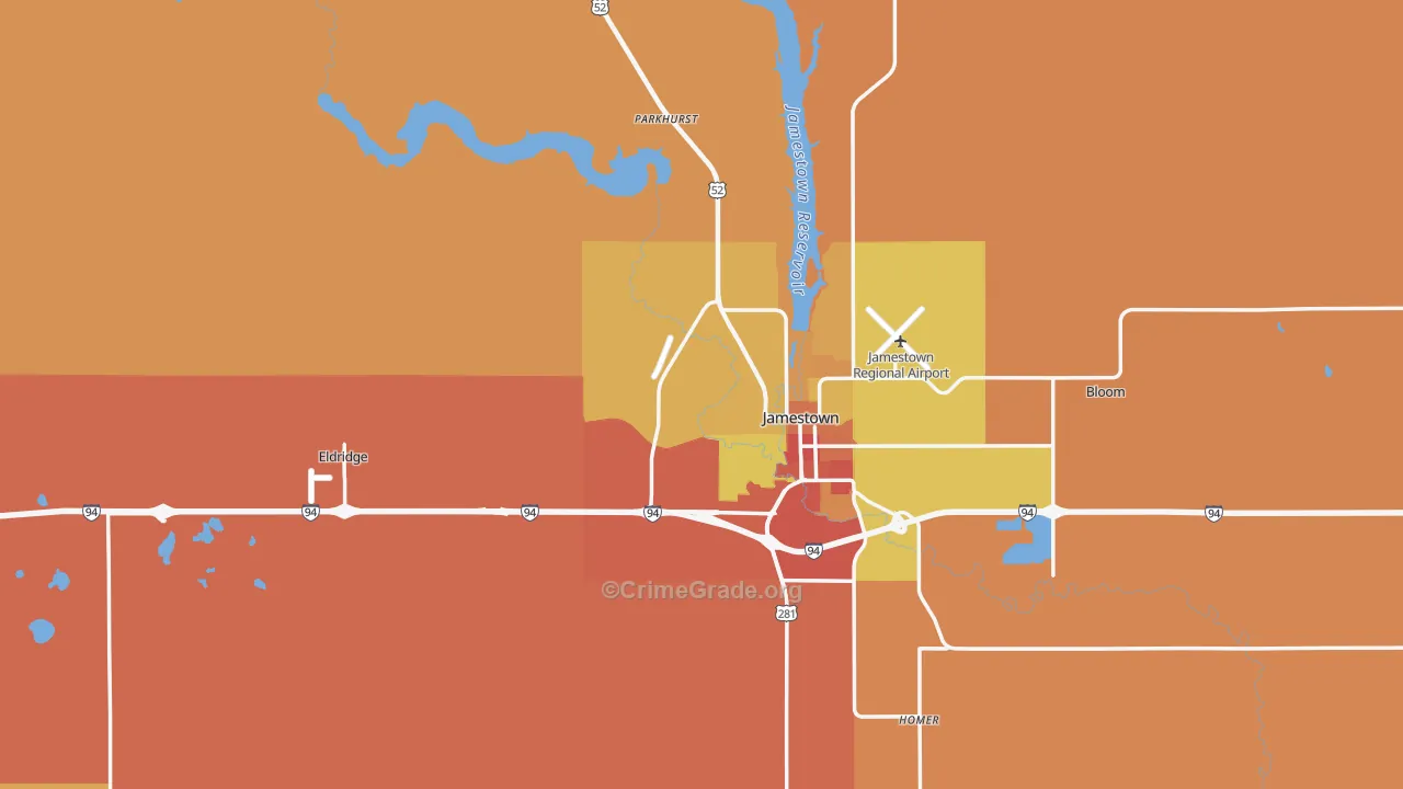 Stutsman County, ND Map of Burglary Rates