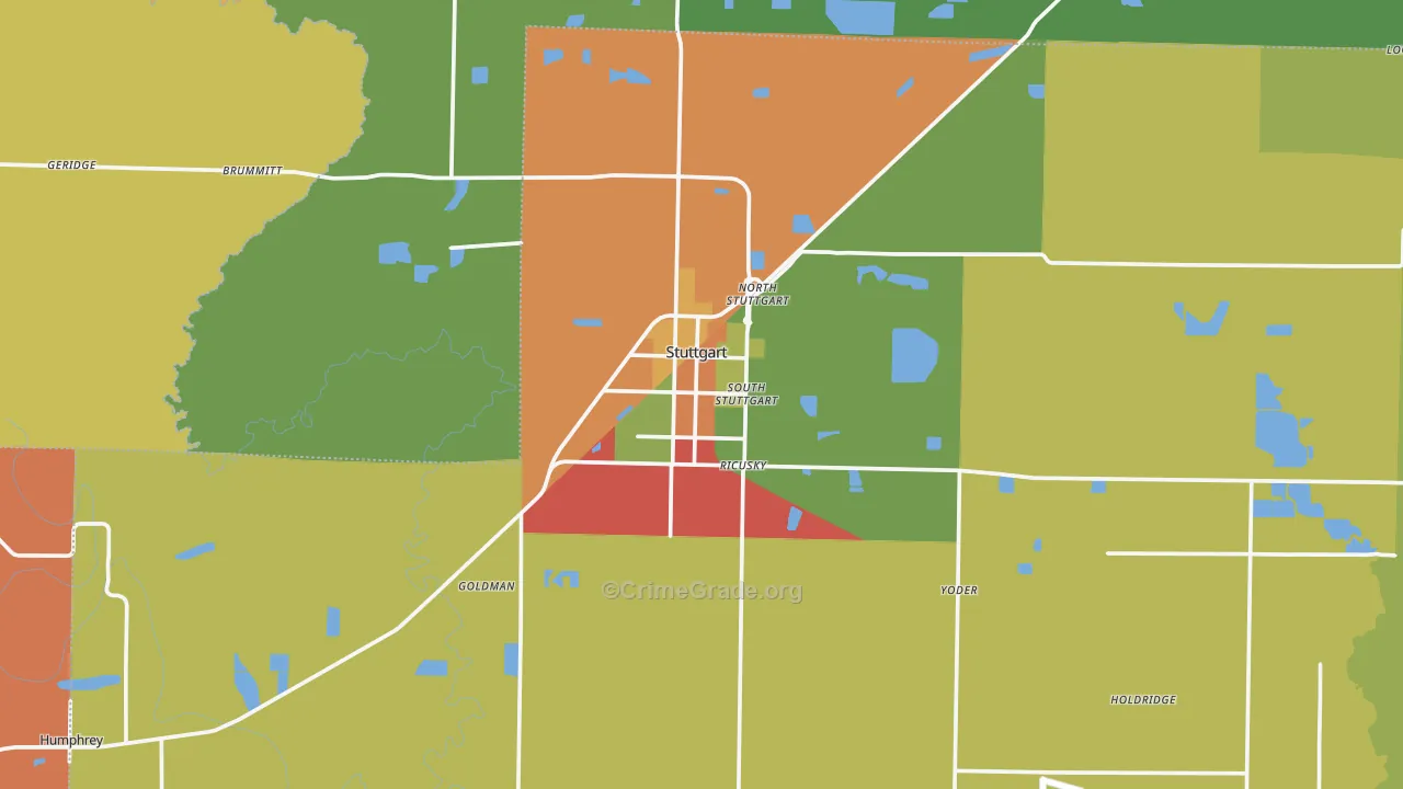 Stuttgart, AR Map of Burglary Rates